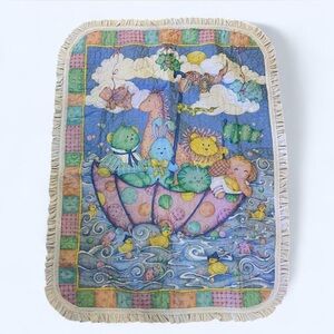 Vintage Baby Quilt Cozy Animal Print Nursery Blanket